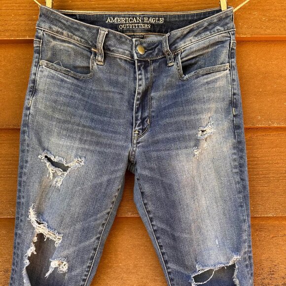 American Eagle Outfitters Super Stretch Ankle Distressed Jeans Size8 - Picture 4 of 15